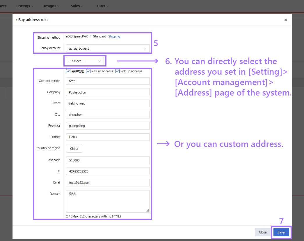 eBay address rule PushAuction